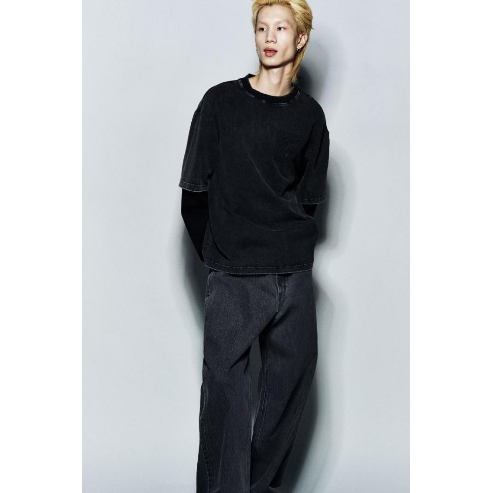 H M Wide Jeans Dark deniM Grey