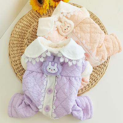 Large Lapel Quilted Cotton Ladies Bag Belly Cotton Coat Cute Super Cute Pet Clothing Dog Clothes