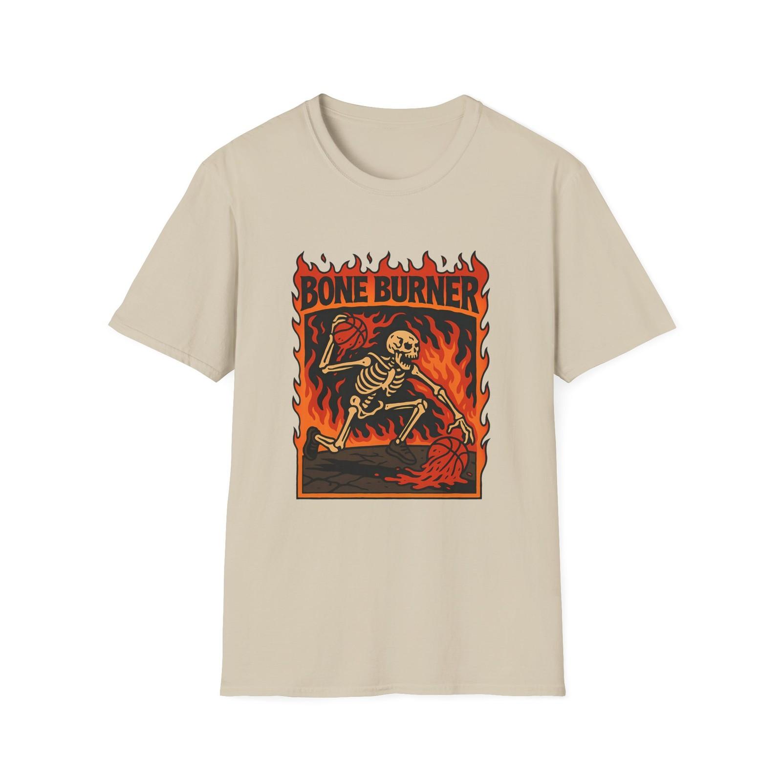 Unisex Softstyle T-Shirt Flaming Skeleton Basketball Street Inferno S