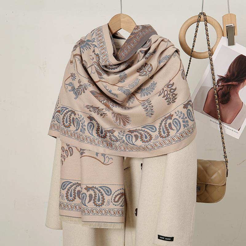Winter Warm Cashmere Scarf for Women Embroidery Pashmina Blanket Thick Shawl Wrap Neckerchief Fashion Bufanda Echarpe Poncho