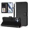 For iPhone 16 Plus Leather Case Wallet Stand Phone Cover with Wrist Strap