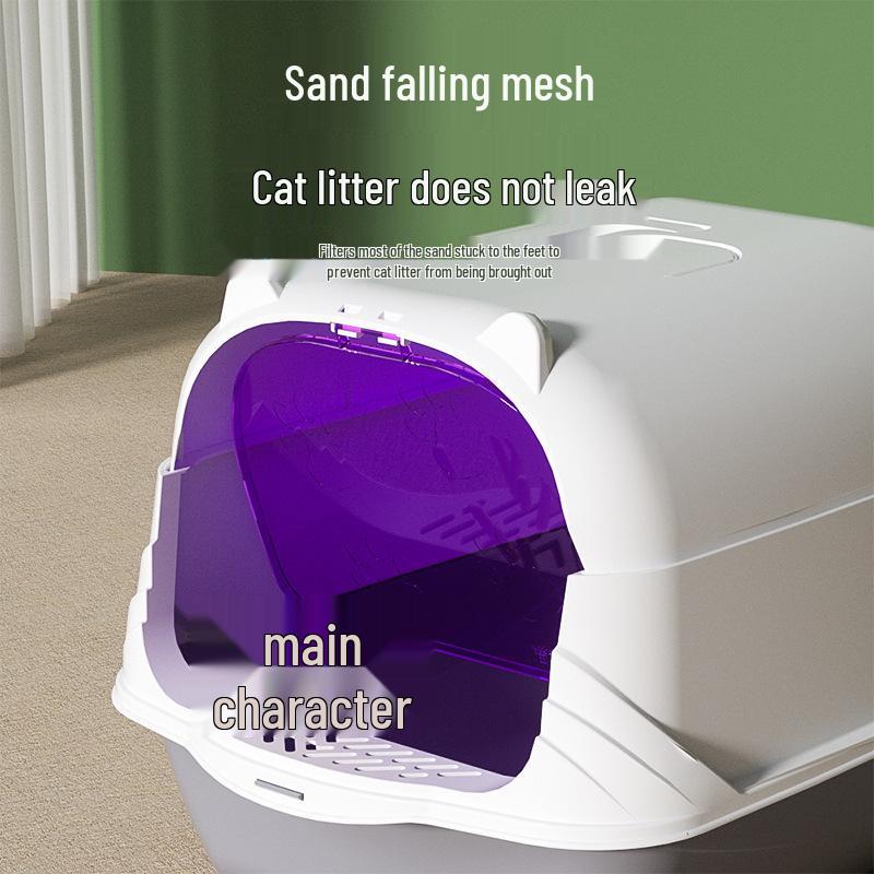 Extra Large Enclosed Cat Litter Box with Deodorant and Splash Guard
