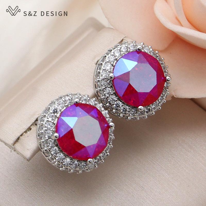 Mode Runde Ice Crack Kristall Tropfen Ohrringe Für Frauen Rose Gold Farbe Zirkonia Schmuck Geschenk