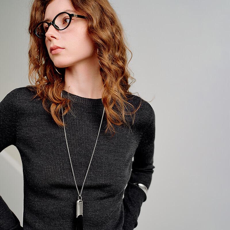 CHUYU Women's Wool Blend Slim Fit Crew Neck Long Sleeve Pullover