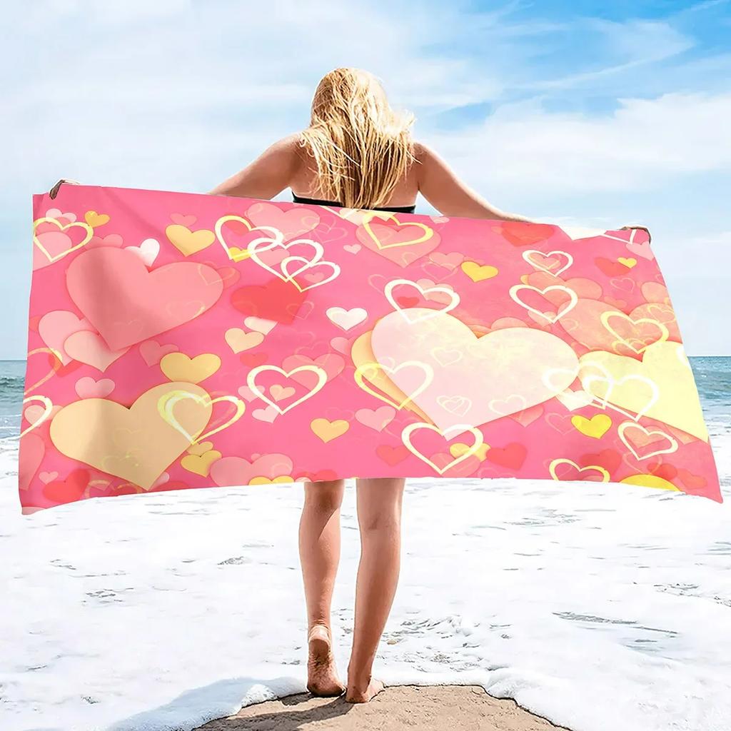 Valentine's Day Large Beach Towel for Adults and Lightweight Pool Towels Quick Dry Beach Towel Water Absorbent Towels for Travel