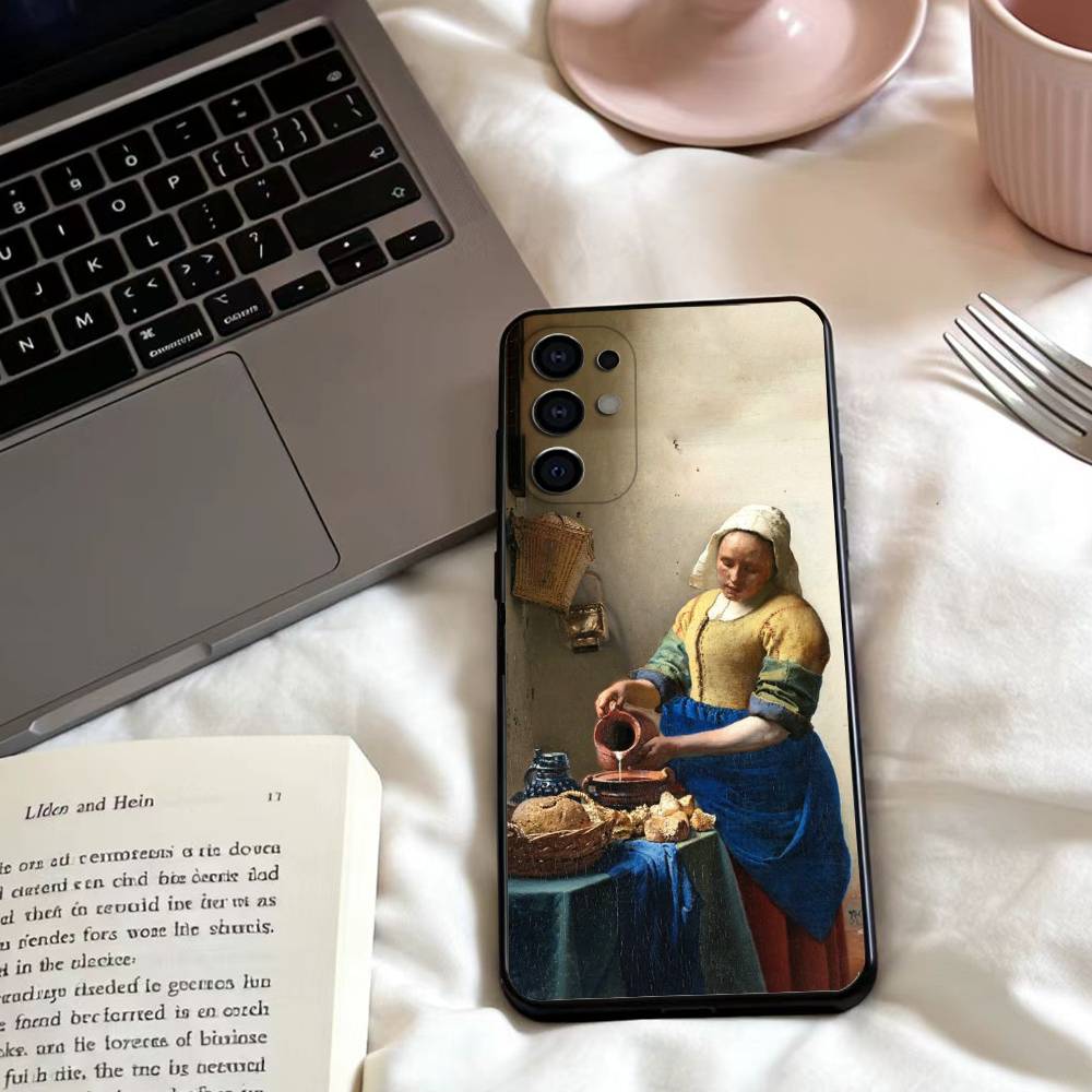 Johannes Vermeer Art  Phone Case For Samsung S25,24,23,22,30,21,10,9,Ultra,Plus,Lite,FE,4,5 G Soft Black Case