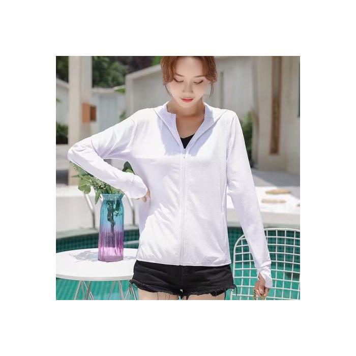 Women's Hooded Sun Protection Jacket: 2024 Summer Lightweight, Long-Sleeve, Breathable, Solid Color, Thin Knit Design