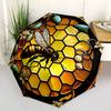 1pc Bee Honeycomb Automatic Folding Umbrella Compact Lightweight Travel Umbrella with 8-Rib Sturdy Frame, Windproof & Self031