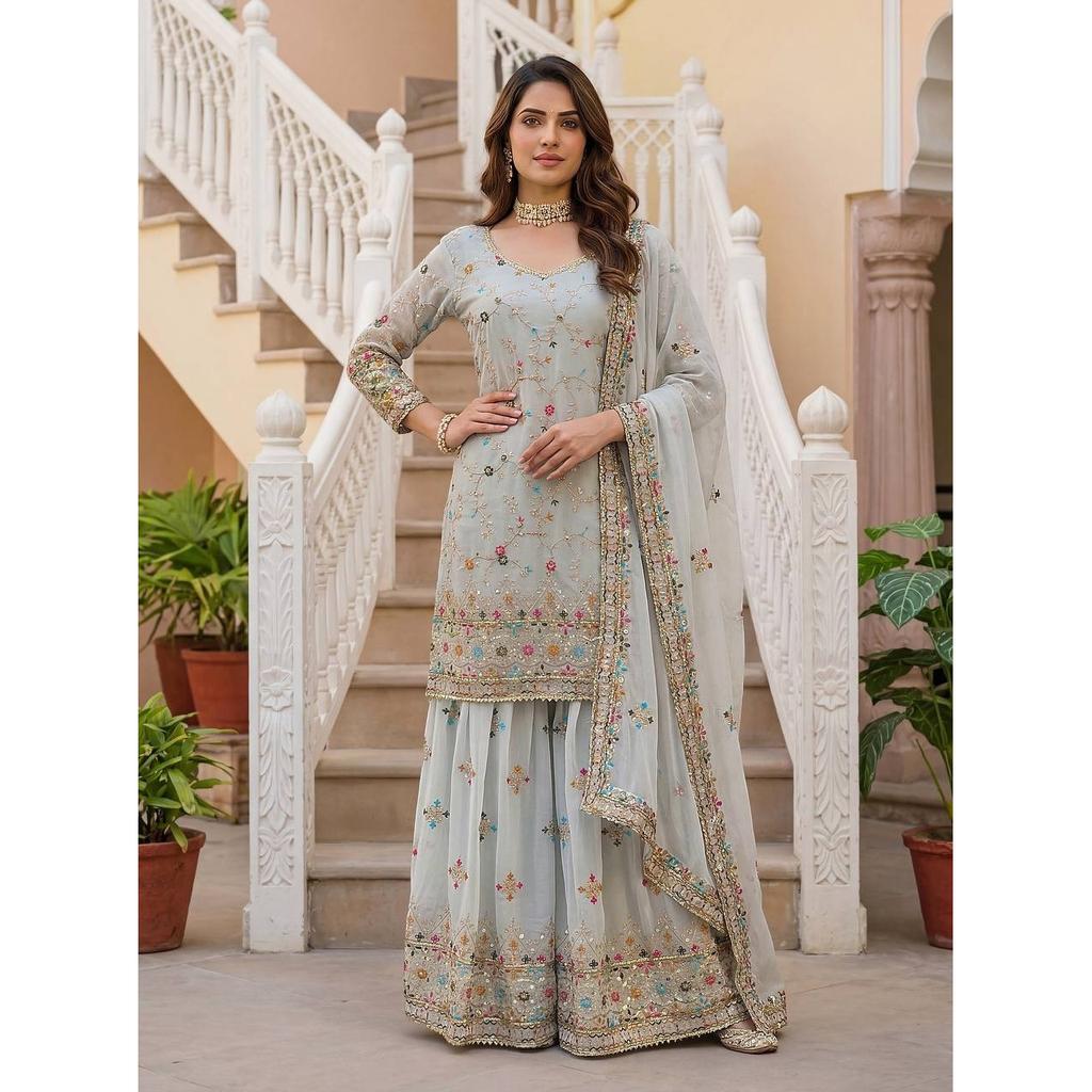 Salwar Kameez Pakistano Abito da Cerimonia Nuziale Indiano Tuta Sharara Bollywood