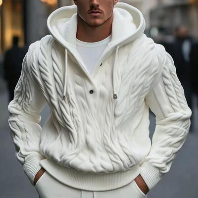Men's Spring and Autumn Hooded Pullover Sweater Youth Solid Color Casual Knitted Sweatshirt