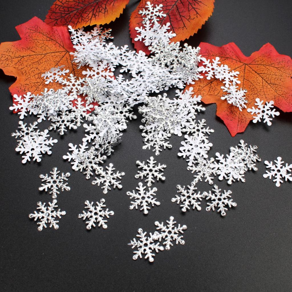 300pcs Christmas Snowflakes Confetti Artificial Snow Xmas Tree Ornaments Decorations for Home Winter Party Wedding Decoration