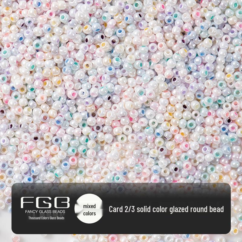 Thousand Color Glass Seed Beads 2/3mm - Solid Enamelled Round Beads for DIY Crafts, Handmade Uniform Cream String Beads.
