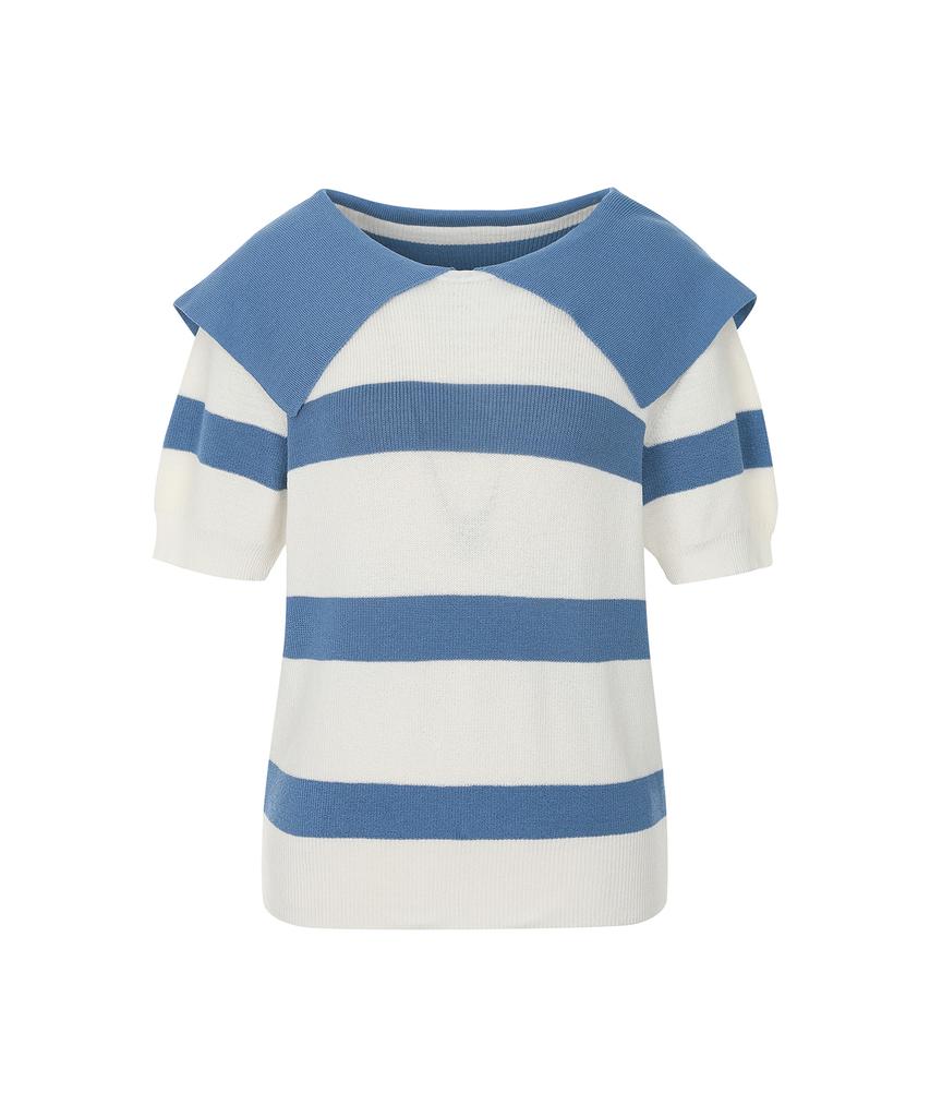 SOUP Sailor Collar Neck Striped Half Knit (Sb5Skf2)