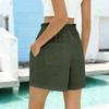 Shorts Casuales de Verano para Mujer de Cintura Alta de Pierna Ancha con Bolsillos para Vacaciones en la Playa
