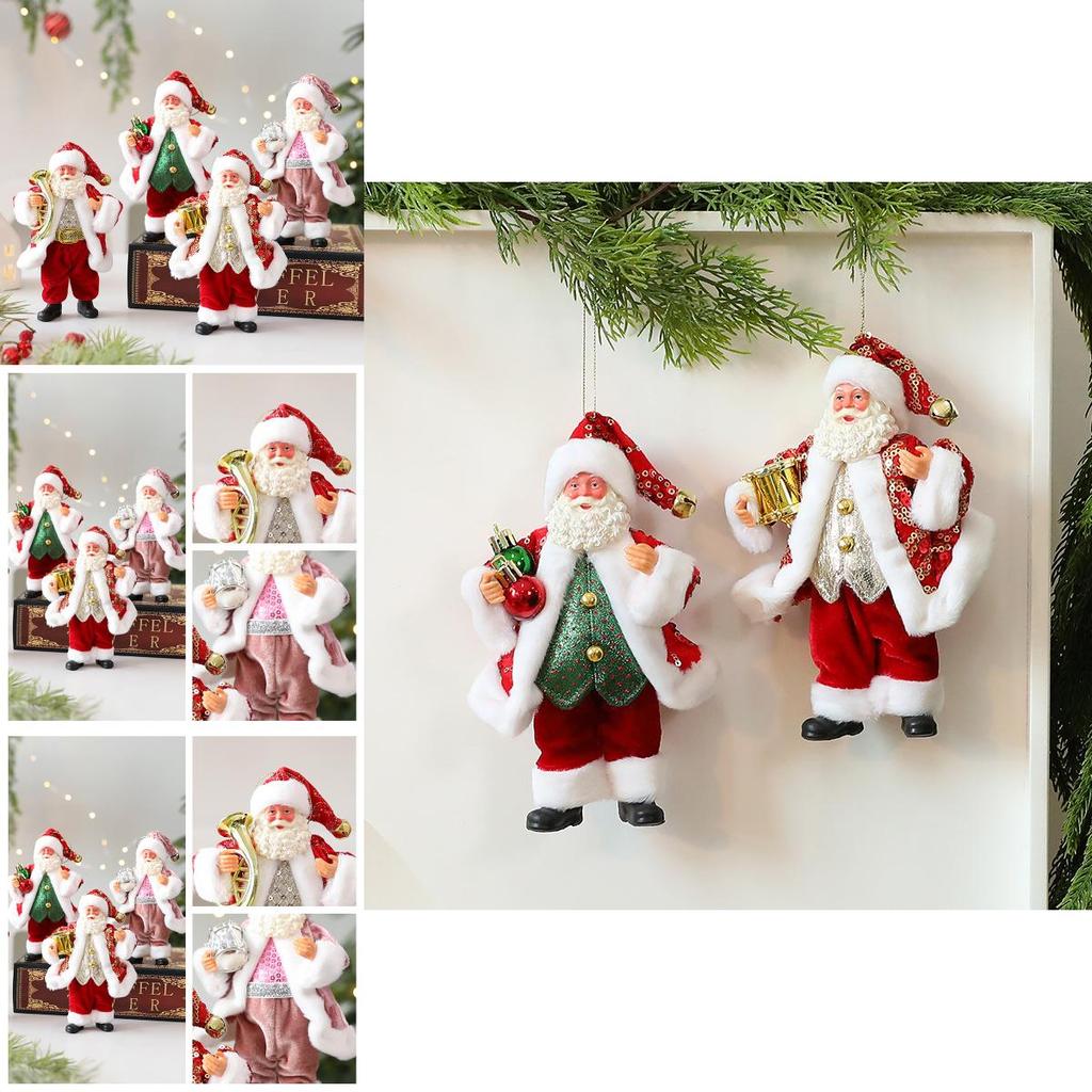 Niedliches Weihnachtsmann-Ornament Mit Musikinstrumenten Weihnachtsdekoration Requisiten Für Feiertagsdekoration Und Schaufenster