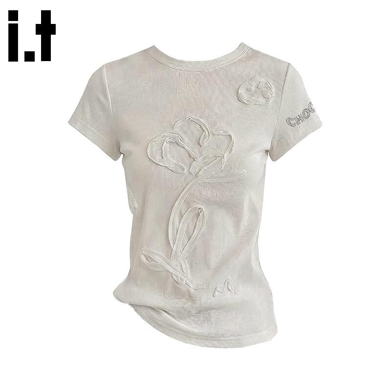 CHOCOOLATEit 3D Floral Slim Fit Short Sleeve T-Shirt