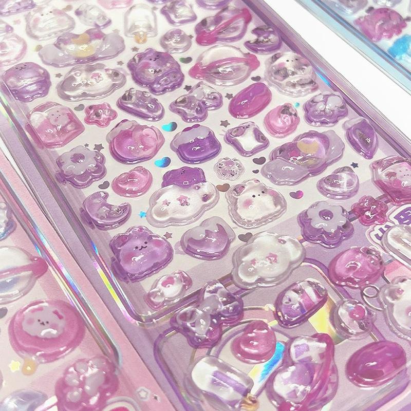 Animals Cute Fruit Jelly Bubble Stickers 3D Relief Stickers Bonbon Drop Seal Stickers For Diy Phone Case Diary Laptop Decals
