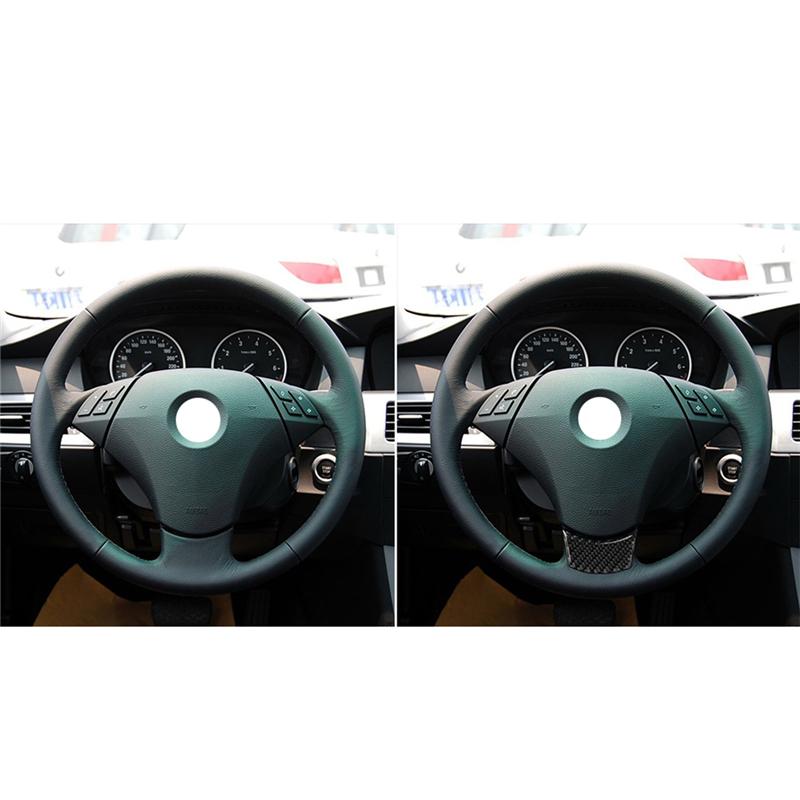 Panneau de Boutons de Volant de Voiture en Fibre de Carbone Cadre de Garniture Autocollants Pour BMW Série 5 E60 2005-2011 Accessoires de Style