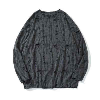 2024 Autumn Y2k Streetwear Men New Retro Hole Fringed Sweater Loose Versatile Sweater For Men And Women Long Sleeve Sweater