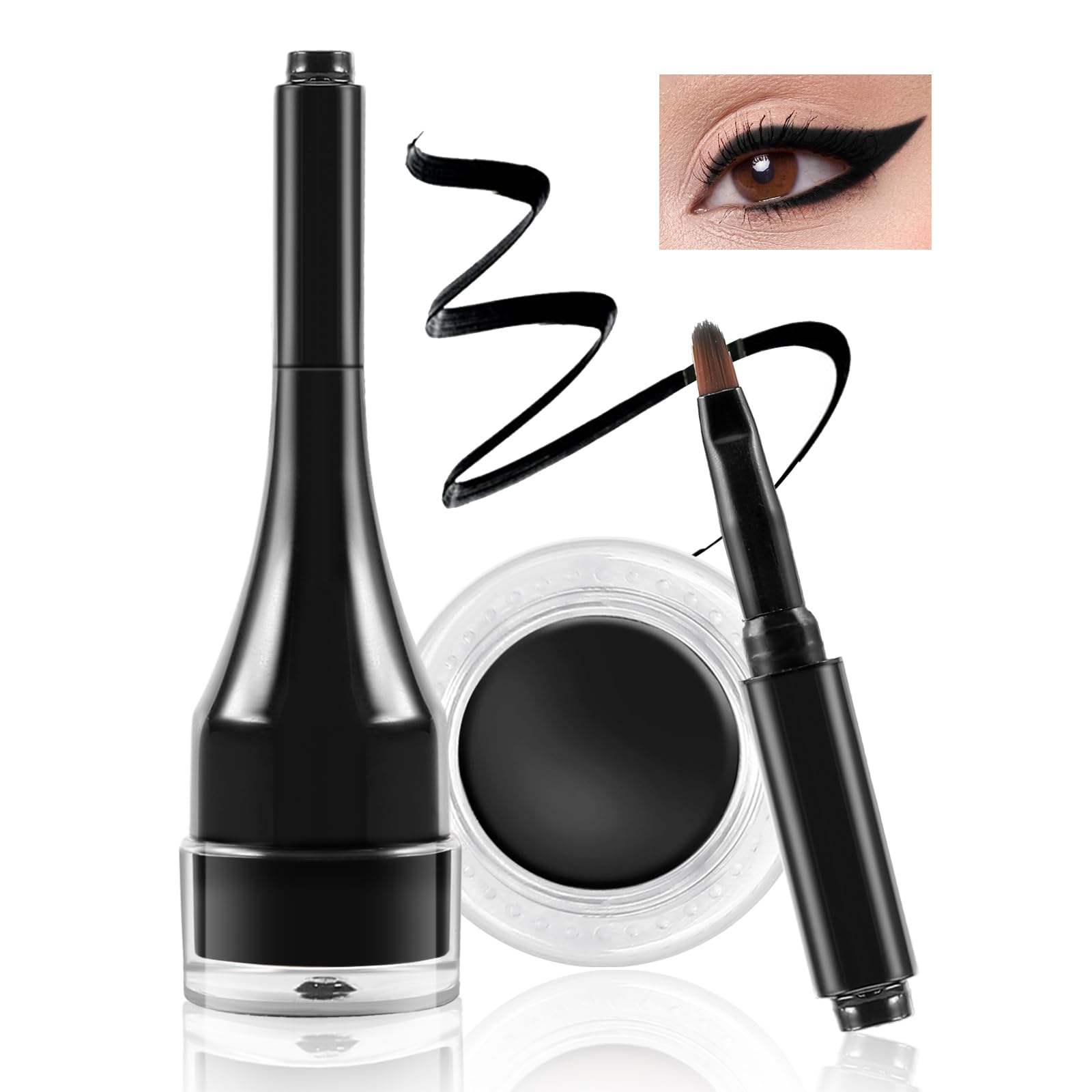 

Boobeen Gel Eyeliner Set, Waterproof Gel Eyeliner with Brush Applicator, Highly Pigmented Cream Eyeliner for Women, Long-Lasting Bold Eye Makeup