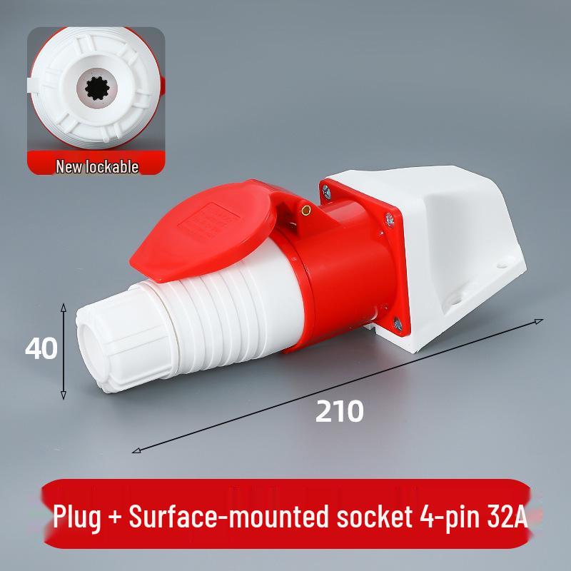 3/4/5 Pin Waterproof Aviation Connector, 32A, Three-Phase, Male & Female, Non-Explosion-Proof