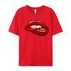 Unisex Is Unisex Is Illustration Red Biting Lips Luxury Designer TShirts Hip Hop Sweatshirts Loose Cotton ONeck Unisexs
