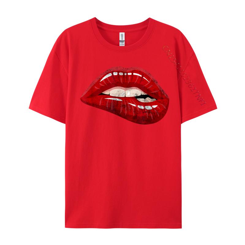 Unisex Is Unisex Is Illustration Red Biting Lips Luxury Designer TShirts Hip Hop Sweatshirts Loose Cotton ONeck Unisexs