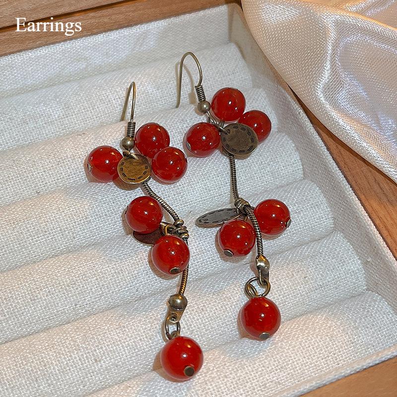 

Серьги-крючки Premium Sense Retro, уникальный дизайн, серьги с красными фруктами, женские очаровательные серьги, модные гвоздики красный