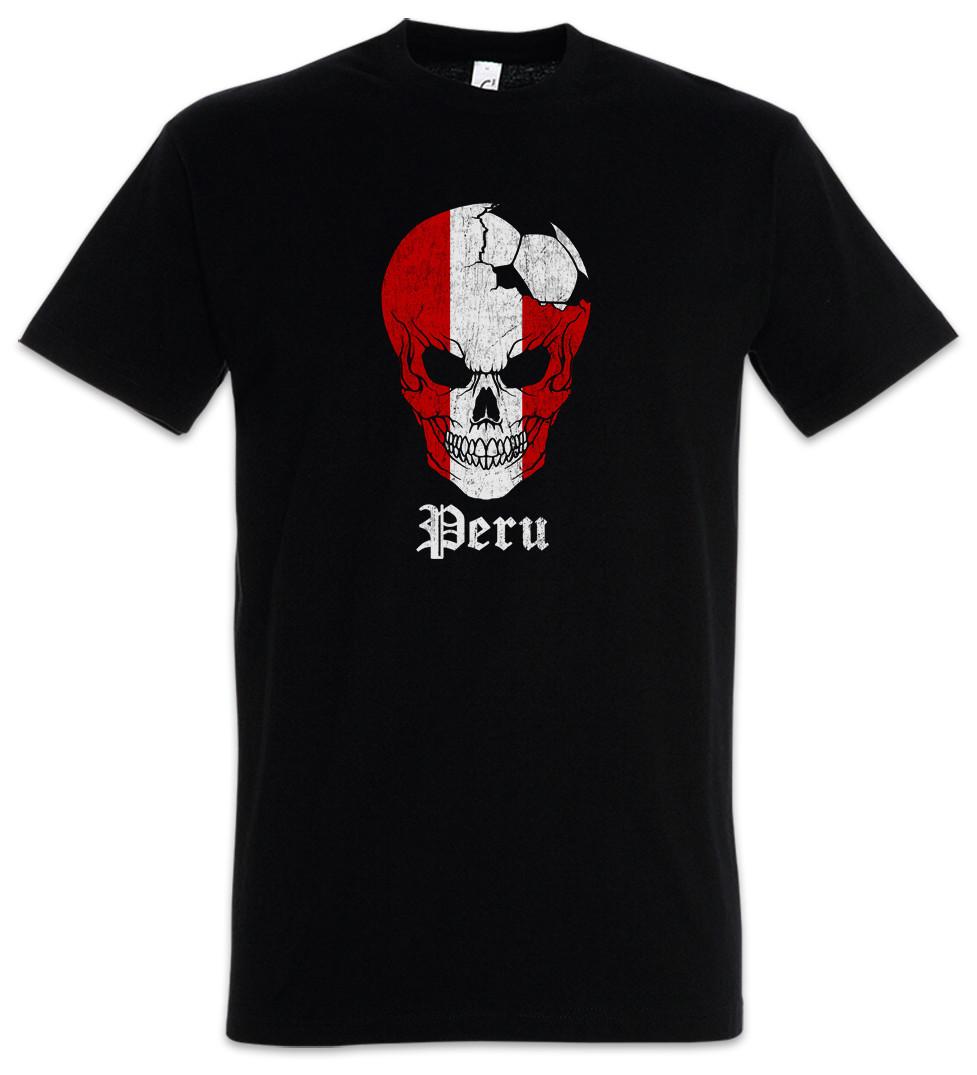Peru Football Skull I T-Shirt peruvian Soccer Flag Banner World Championship S