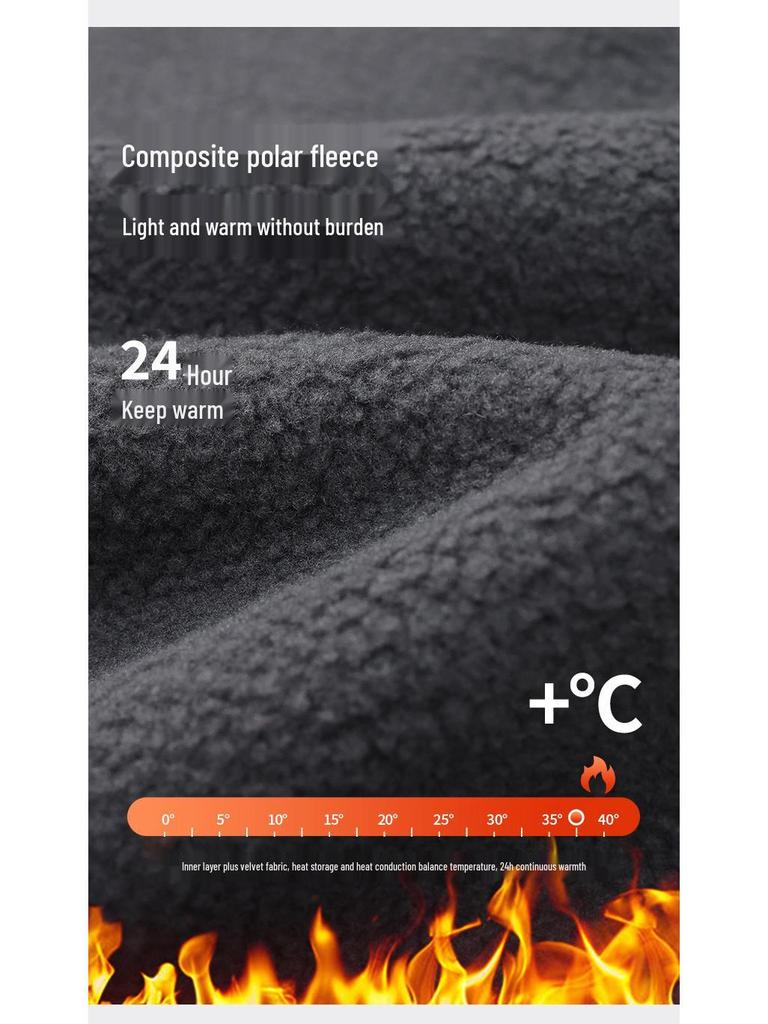 Men's Outdoor Windproof Splash-Proof Fleece-Lined Hiking Pants for Autumn and Winter