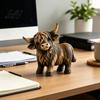 Handmade Highland Cow Gift Farmhouse Figurine Resin Scottish Bull Statue Rustic Hand Carved Crafts Tabletop Ornament Country Style Shelf