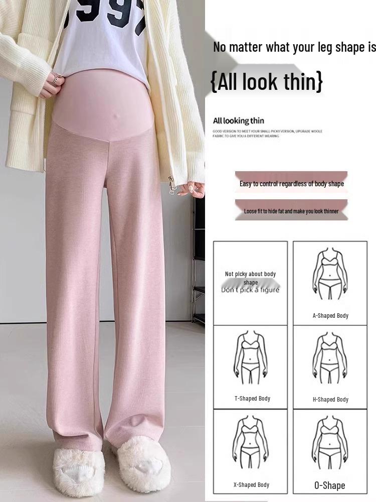 Maternity Fleece Wide-Leg Pants: Cozy, Loose-Fit for Spring, Autumn, Winter – Ideal Postpartum Wear