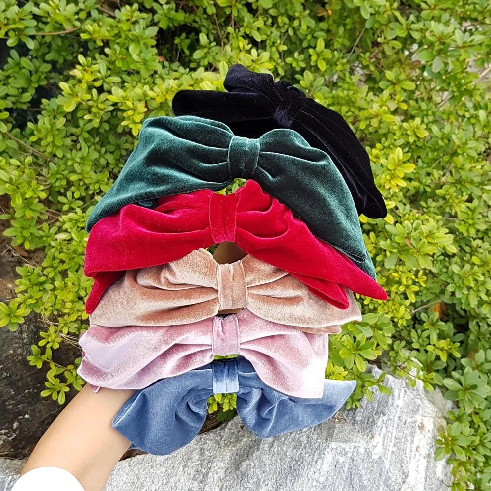 Large Ribbon Premium Velvet Satin DIY Wedding Props Irene Headband Hairband 6 Colors beige