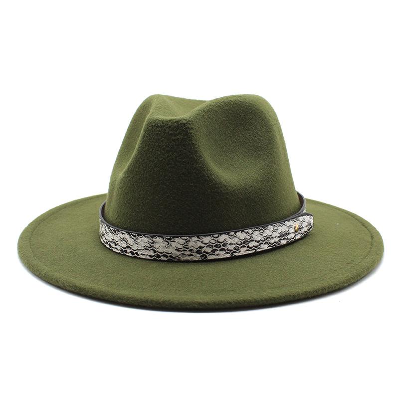 Seasonal White Big Eaves Hat Flat Edge Top Hat Men'S And Women'S Woolen Jazz Hat Lmn173