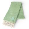 Excellent LOEWE Scarf Anagram Leather Patch Fringe green mohair Women Used