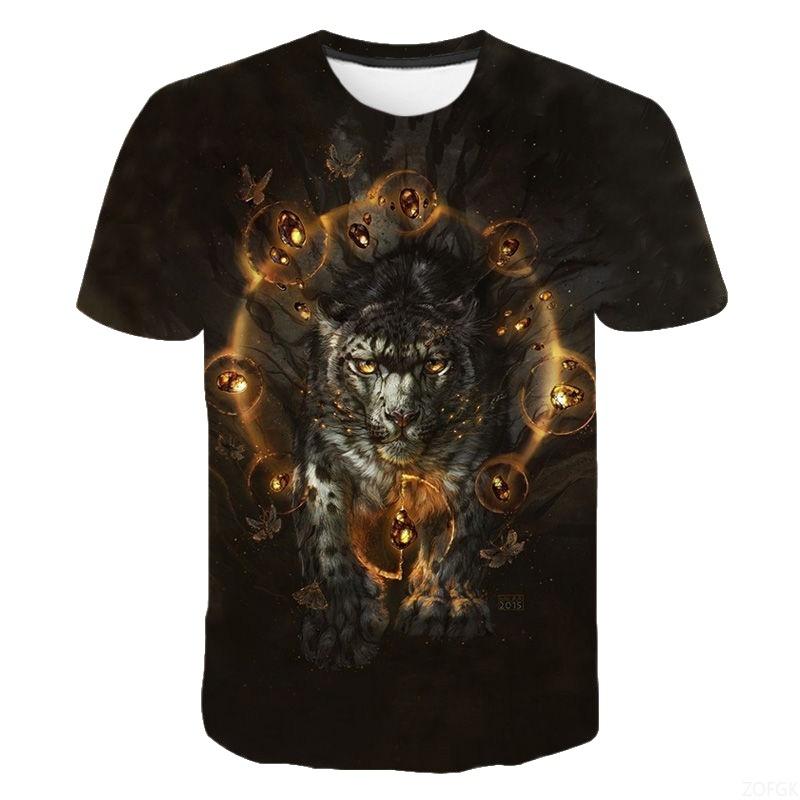 Fashion Men's T-Shirt Animal Tiger 3D Print Men's and Women's Summer Short Sleeve Round Neck Casual Top Outdoor Men's Clothing