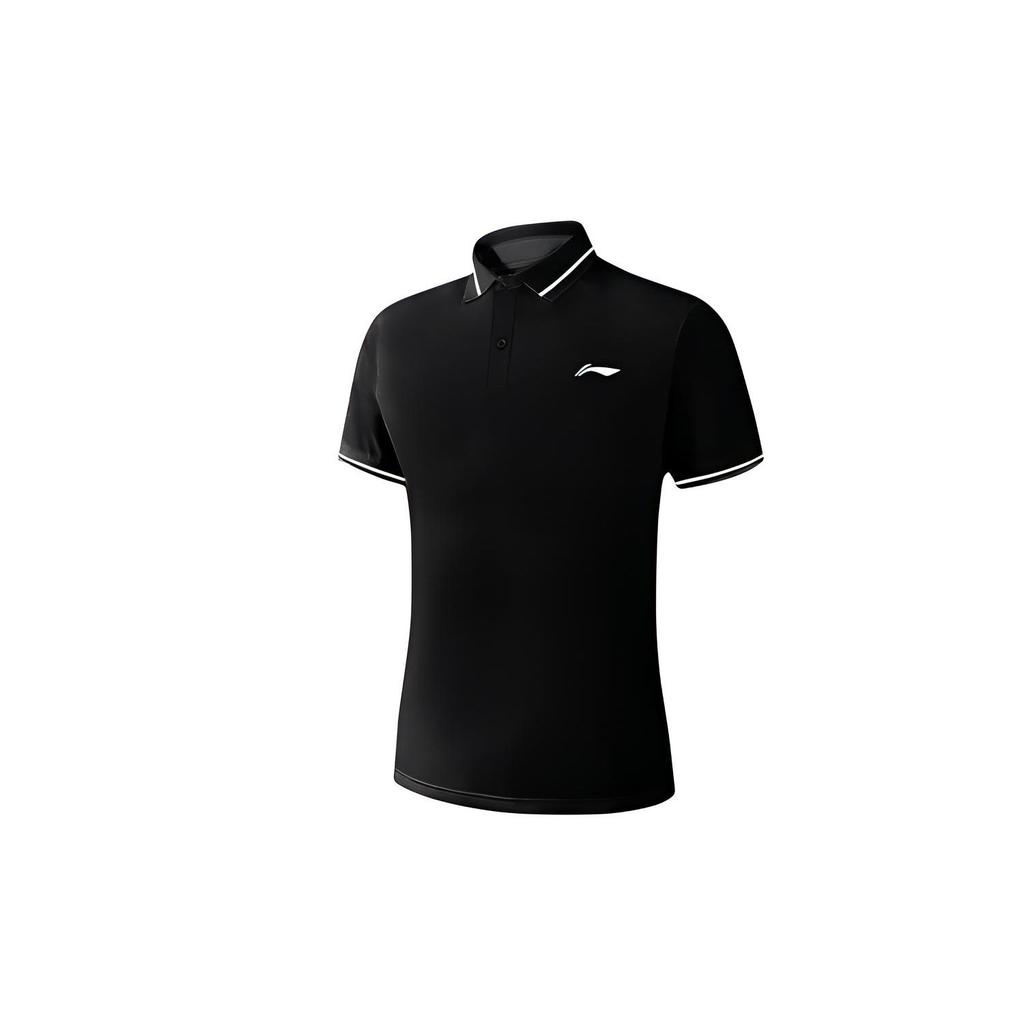 Li-Ning Campus Series Logo Print Quick-Dry Short Sleeve Polo Shirt Men tops Black YPLT041-3