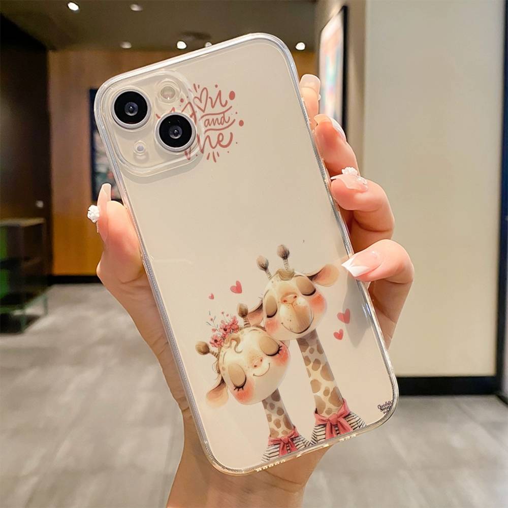 Striped Background Giraffe  Phone Case For iPhone 17 16e 16 15 14 13 12 11mini Pro Max X XR XSMAX 8 7 Air Plus Soft Cover