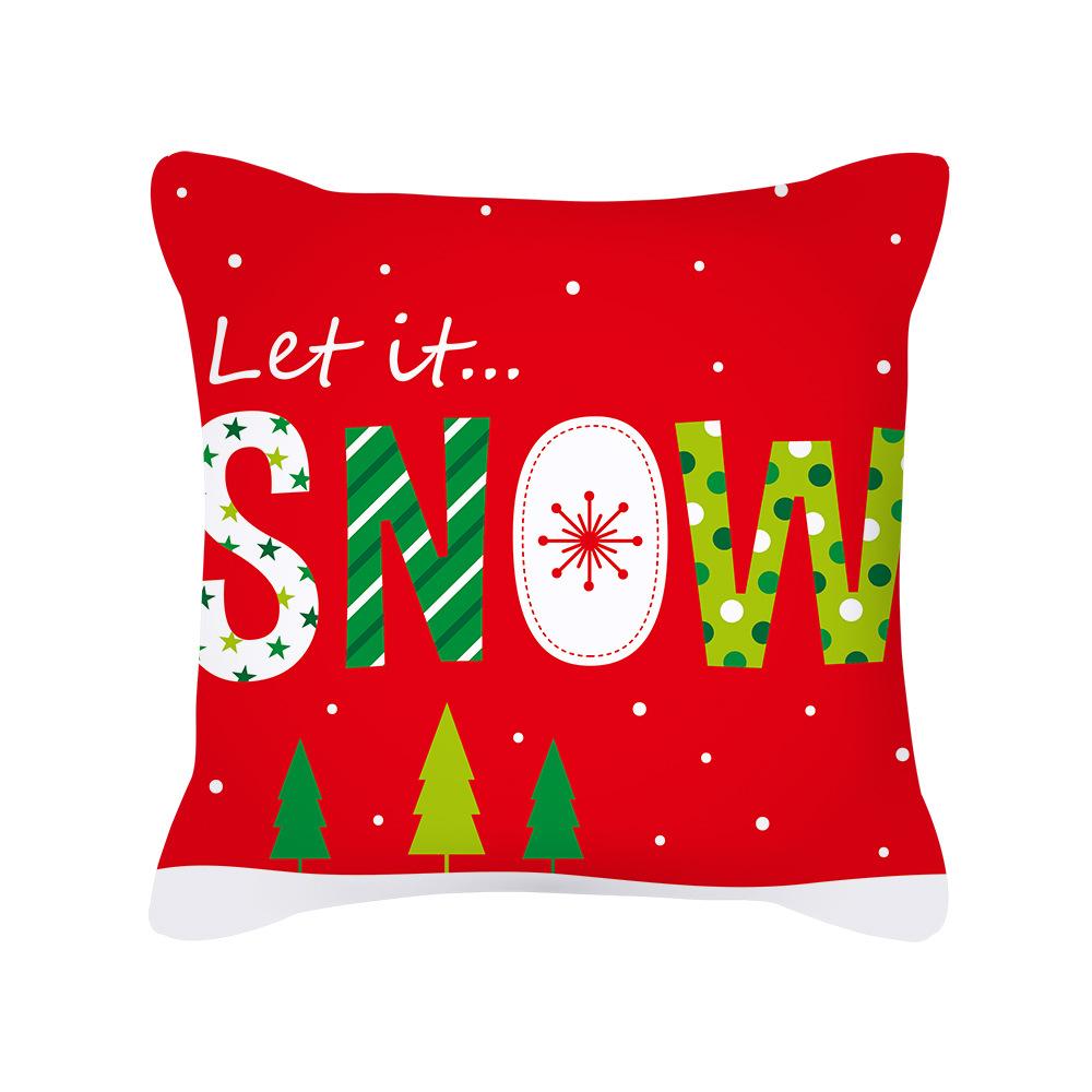 Cartoon Christmas Pillow Case Holiday Gift Letter Snowman Red and Green Pillow