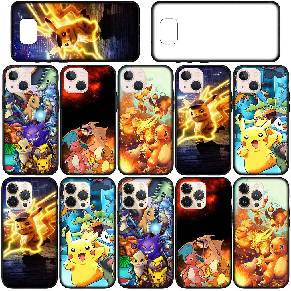 Cover for iPhone 17 16 15 Xiaomi Poco Redmi Note 14 13 12 Pro 16e Samsung Galaxy S25 S24 S23 OPPO Huawei Cartoon Charmander Pokemon Pikachu Phone Case