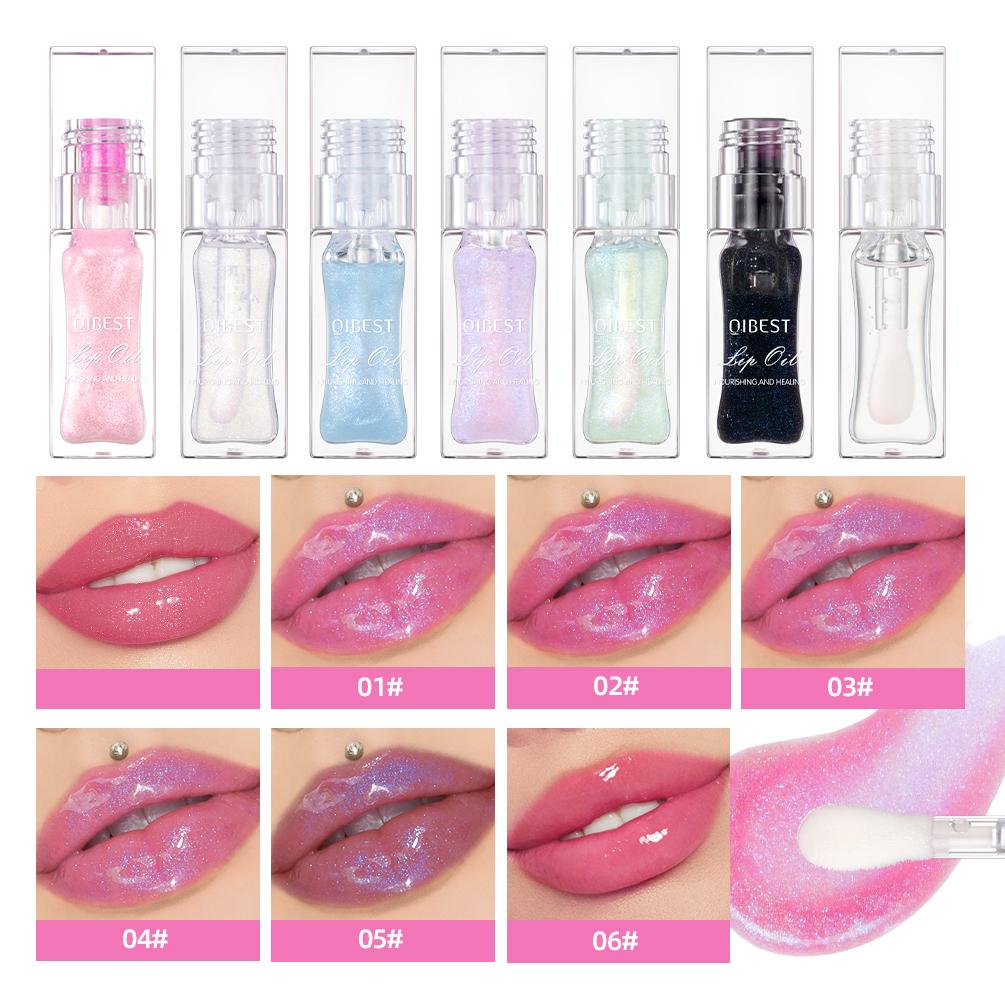 QIBEST 1pc Temperature Change Lip Oil Lipgloss Moisturizing Lasting Pink Clear Lip Glaze Pearlescent Lipgloss Makeup