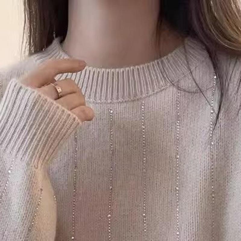 Top pentru Femei Toamnă Iarnă Mărime Mare Larg Mânecă Lungă Tricot Gât Rotund Pulovere Top