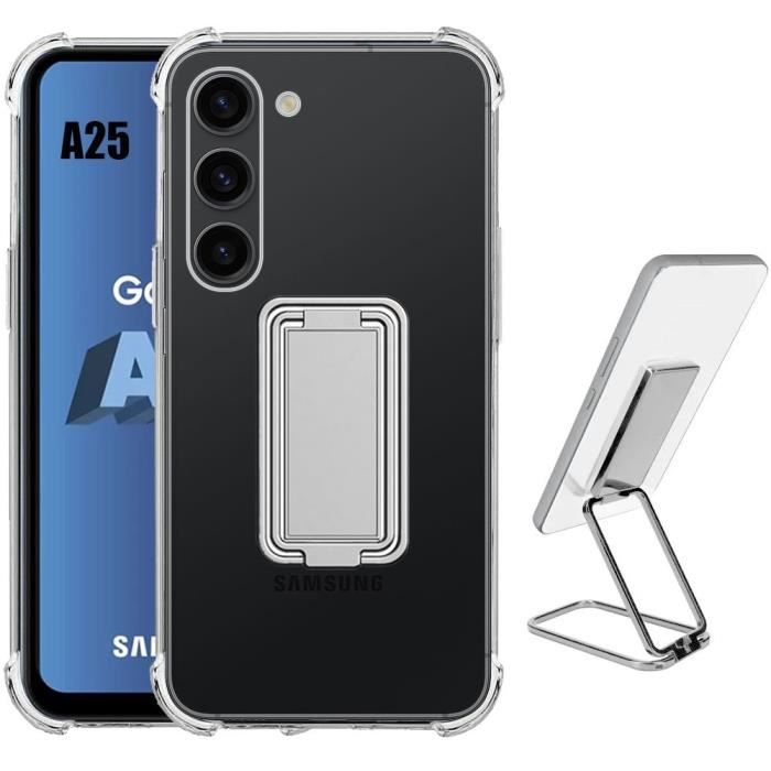 Coque de protection - Samsung - Galaxy A25 5G - Silicone TPU - Ultra Transparent - Anneau Argenté