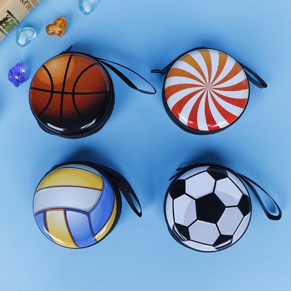 Fashion Ball Pattern Coin Purse Portable Simple Zipper Storage Box Mini Small Wallet Children's Gift