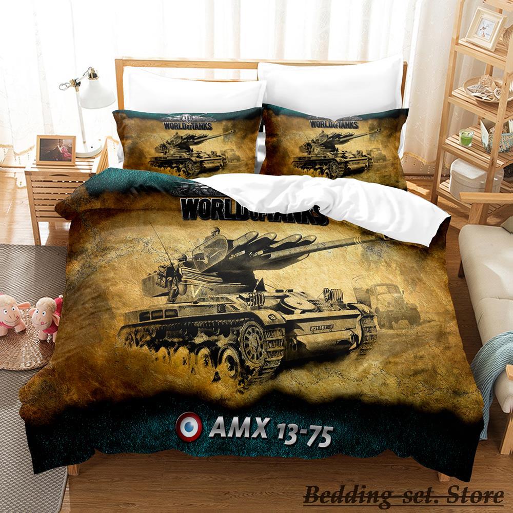 World Of Tanks Bedding Set Single Twin Full Queen King Size Bed Set Adult Kid Bedroom Duvetcover Sets Anime Parure De Lit Bed