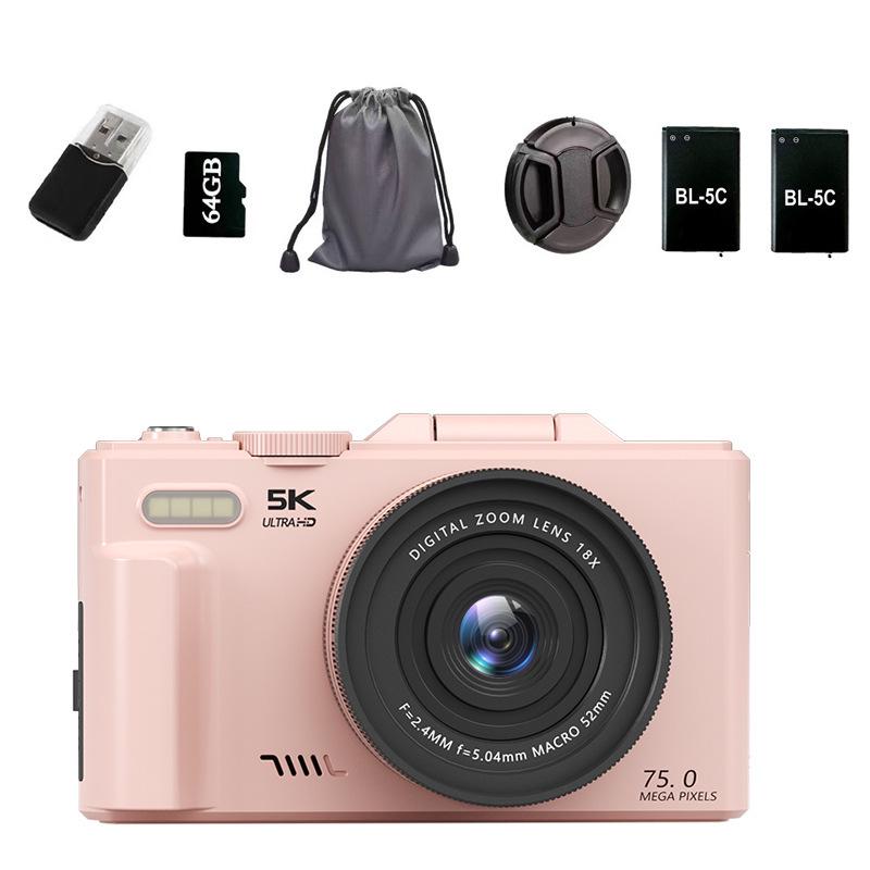 3-Inch Flip Screen WIFI 75MP 5K HD Beauty Digital Camera with CCD