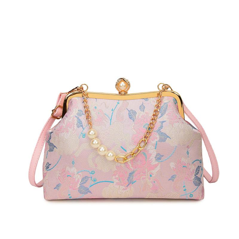 

Женская сумка-чонсам с вышивкой в китайском стиле, ретро-сумочка, женская сумка-клатч золотого цвета в древнем стиле розовый