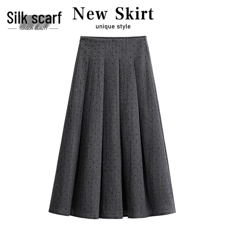 

Wool-Blend High-Waist Polka Dot A-Line Skirt M