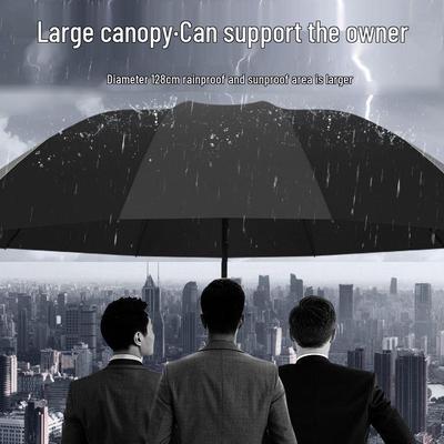 12-Rib Extra-Large Dual-Use Umbrella with Black Vinyl Coating - High-End Business Parasol with Logo Printing Option