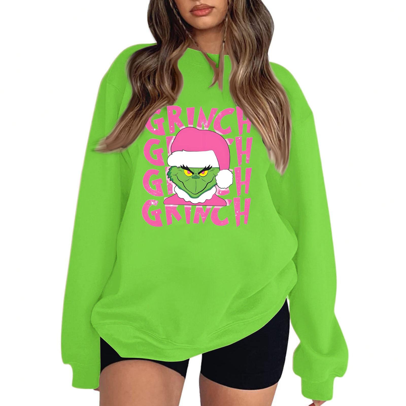 Women s Fashion Casual Print Casual Long Sleeve Round Neck Sweatshirt Top XL